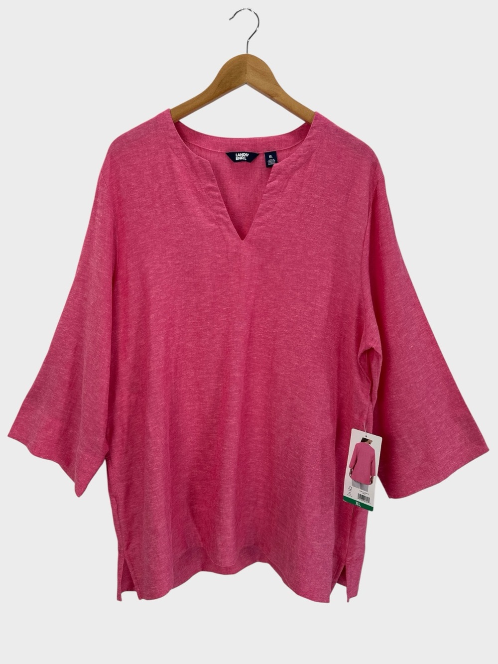 Lands' End Linen Blend Tunic‎ Pink Resort Coastal Grandma Vacation Beach XL - Picture 3 of 13
